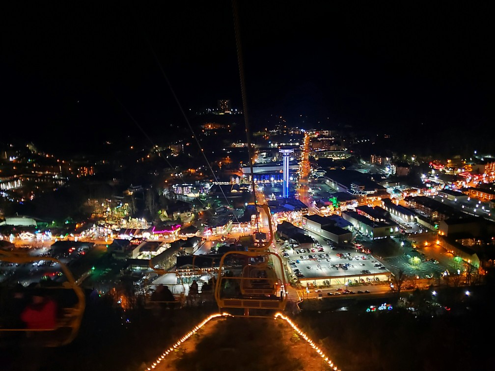 nighttime view of Gatlinburg