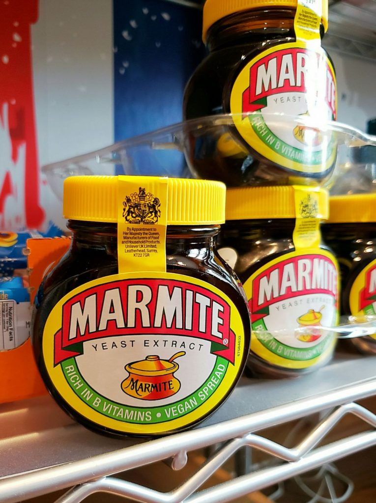 jar of marmite in crown & bear british store