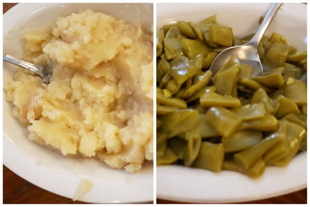 mashed potatoes and green beans