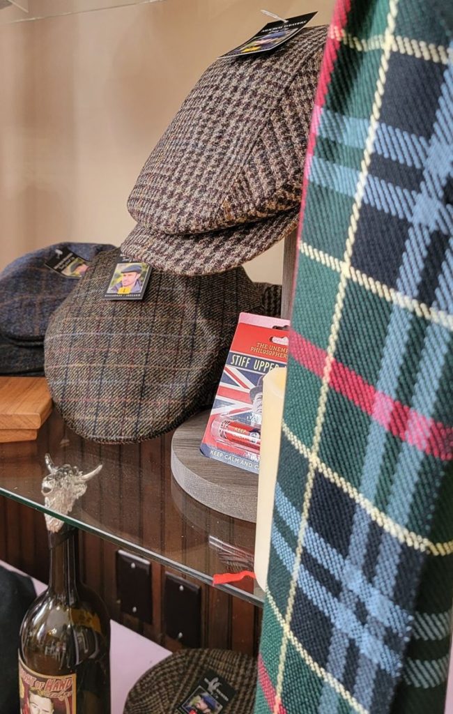 tartan hats and scarf in Crown & Bear British shop